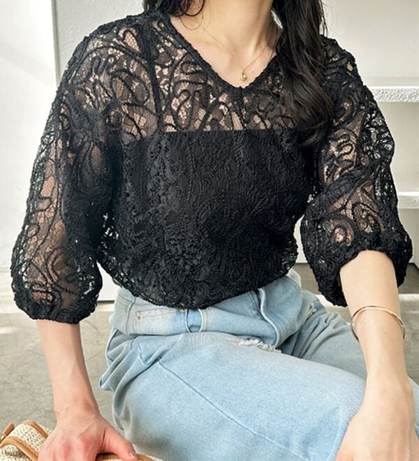 GeeRA（ジーラ）の「前後２ＷＡＹコードシアーレースプルオーバー（ブラウス）」｜詳細画像