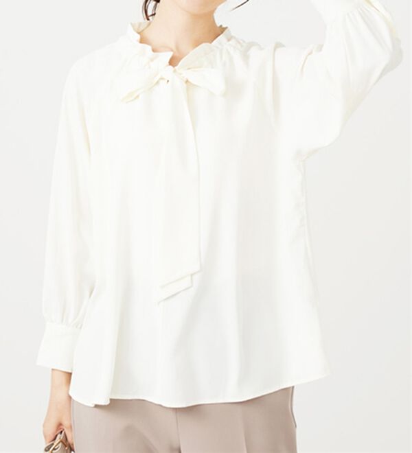 BELLUNA（ベルーナ）の「着脱楽々！フリル衿ボウタイブラウス（ブラウス）」｜詳細画像