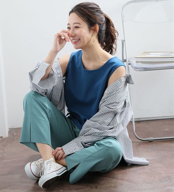 A HAPPY MARILYN（アハッピーマリリン）の「【Ｍ～８Ｌ／選べる裾】【接触冷感・吸水速乾】さらさらタンクトップ（タンクトップ・キャミソール）」｜詳細画像