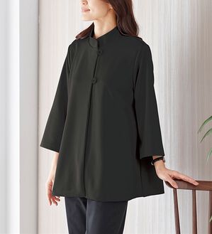 「日本製　サラッと快適ポンチョ風ジャケット（シャツ）」｜ブラック