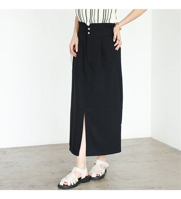 GeeRA（ジーラ）の「リネンタッチハイウエストタイトスカート（ロングスカート）」｜詳細画像