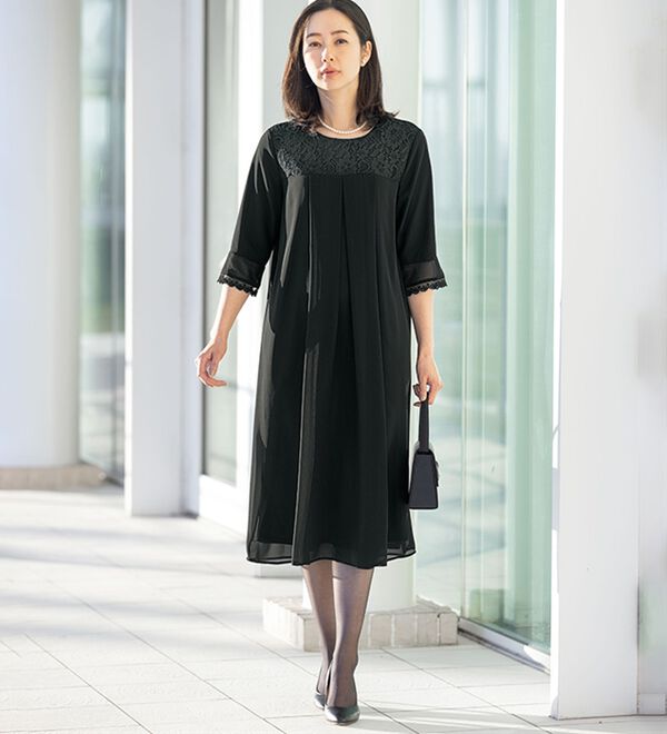 ルフラン（ルフラン）の「お得なフォーマルシフォンワンピース（ブラックフォーマル（喪服・礼服））」｜詳細画像