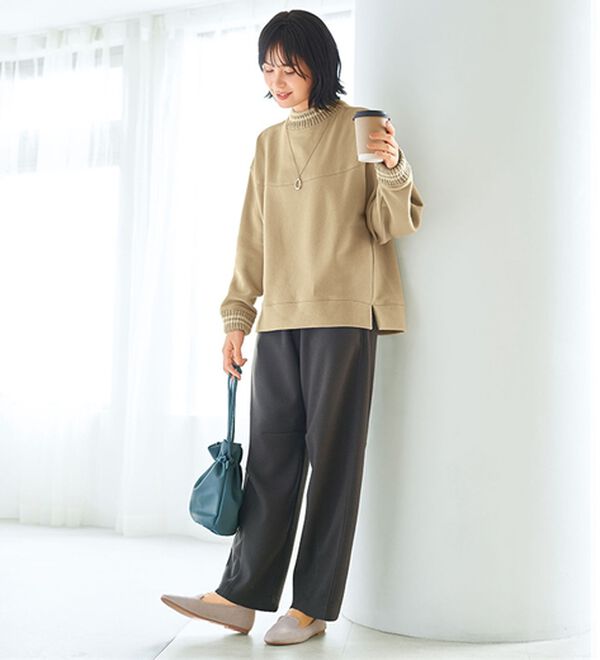 BELLUNA（ベルーナ）の「圧縮ニット素材コクーンワイドパンツ（ワイドパンツ・ガウチョ）」｜詳細画像