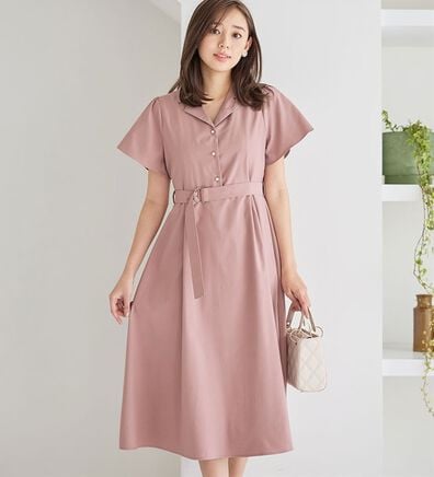 alotta（アロッタ）の「ベルト付オープンカラーフレアーワンピース（その他ワンピース）」