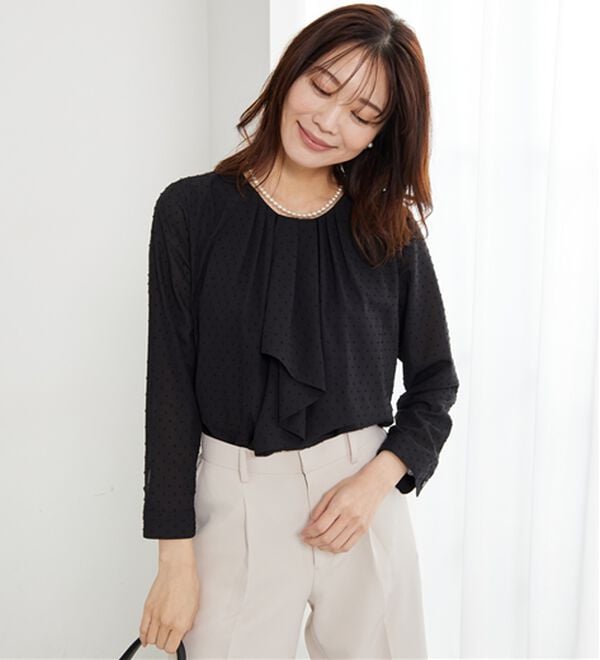 BELLUNA（ベルーナ）の「＜Ｃ／Ｓ＞ドットシフォンボウタイブラウス（ブラウス）」｜詳細画像