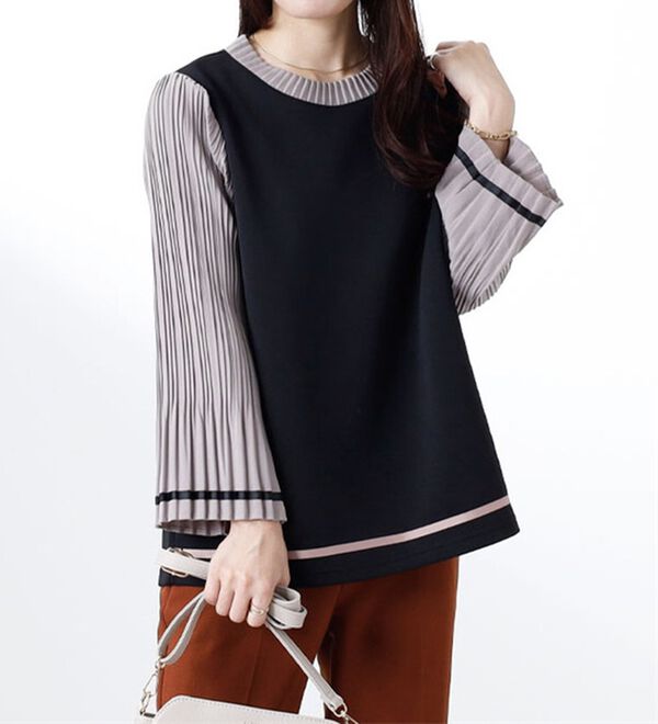 BELLUNA（ベルーナ）の「【Ｌａｇｒｉｌｕａ】袖プリーツデザイン切替プルオーバー（カットソー）」｜詳細画像