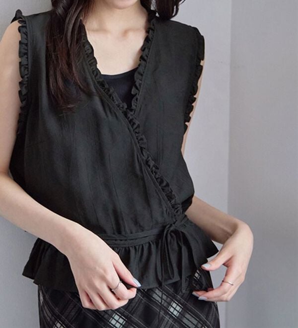 CHAN ME（チャンミ）の「カシュクールフリルブラウス（ブラウス）」｜詳細画像