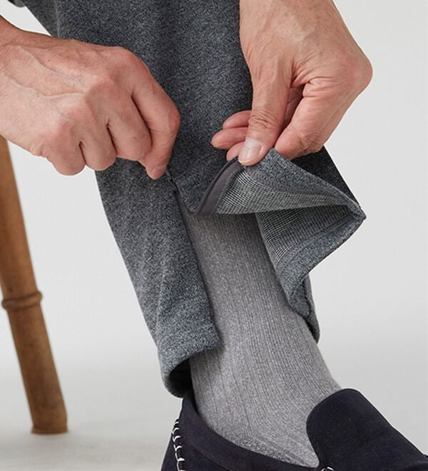 「【２本組】サイドファスナー付安心ホームパンツ（メンズフルレングスパンツ）」｜詳細画像