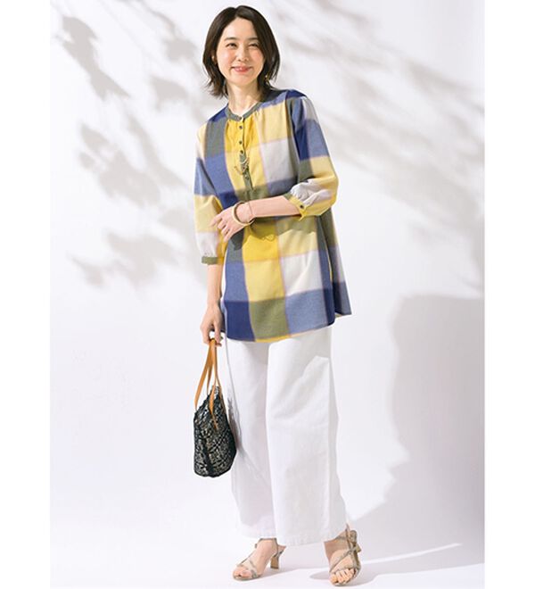 ルフラン（ルフラン）の「【３色組】さらり快適。ビッグチェック柄ブラウス（ブラウス）」｜詳細画像