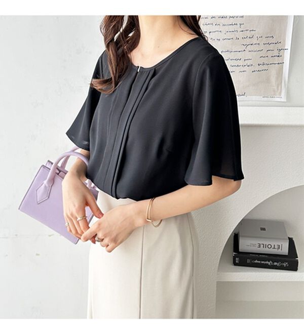 GeeRA（ジーラ）の「フロントタックフレアースリーブブラウス（ブラウス）」｜詳細画像