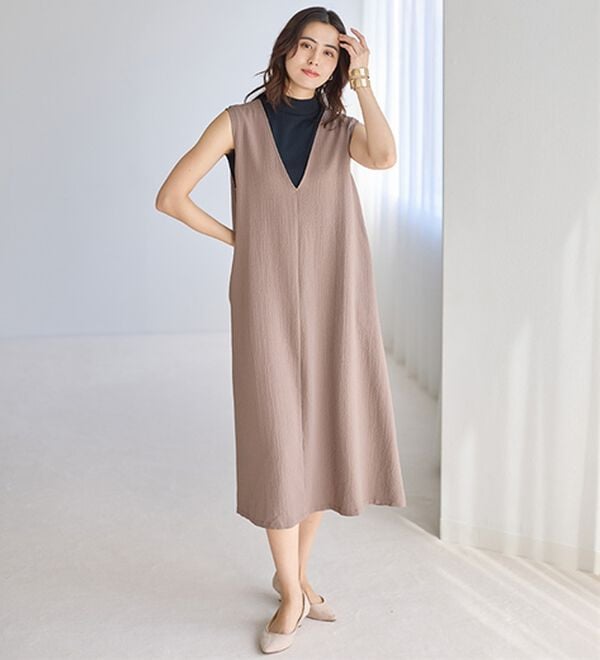 LAVIENNE（ラヴィエンヌ）の「【医師オススメ】ＵＶカット綿１００％スリーブレスハイネックプルオーバー＜カラフルコットン＞（肌着・インナーウェア）」｜詳細画像