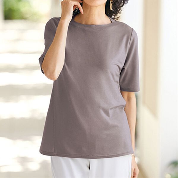 BELLUNA（ベルーナ）の「テンセル（ＴＭ）繊維ストレッチボートネックプルオーバー（カットソー）」｜詳細画像