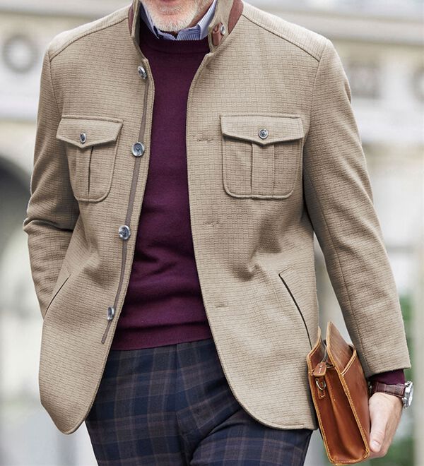 「＜コムルヴァン・オム＞袖丈短め紳士のジャストフィットジャケット（メンズジャケット）」｜詳細画像