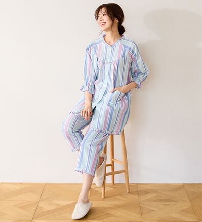 LAVIENNE（ラヴィエンヌ）の「サラッと涼感、綿１００％サッカーパジャマ（パジャマ・ルームウェア）」
