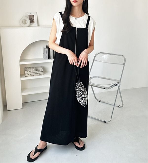 GeeRA（ジーラ）の「ハーフジップキャミワンピース（カットソーワンピース）」｜詳細画像