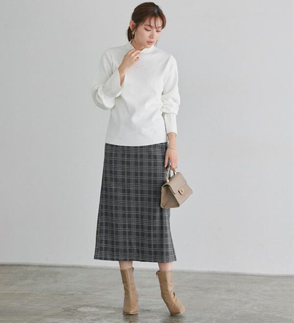 Pierrot（ピエロ）の「丈と柄が選べるカシミヤタッチＩラインスカート（ロングスカート）」｜詳細画像