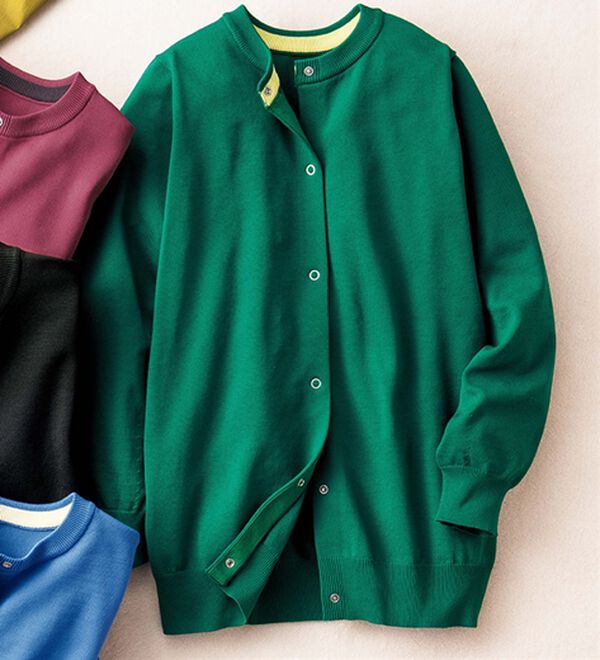 ルフラン（ルフラン）の「多機能が嬉しい！ニットカーディガン（ニットカーディガン）」｜グリーン