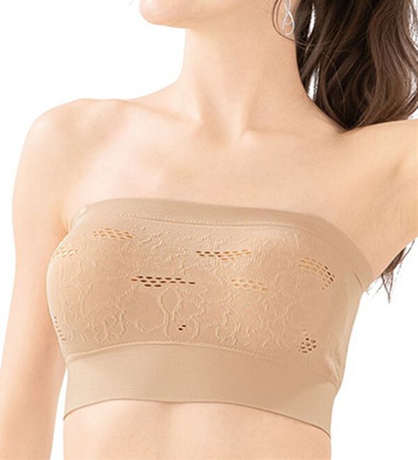 「【２色組】ズレにくい花柄メッシュチューブブラ（ブラジャー）」｜詳細画像