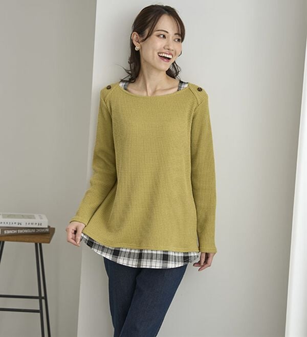 BELLUNA（ベルーナ）の「異素材重ね着風チュニック（チュニック）」｜詳細画像