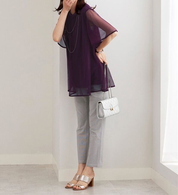 BELLUNA（ベルーナ）の「ふわり涼やか！チュール重ねチュニック（チュニック）」｜詳細画像