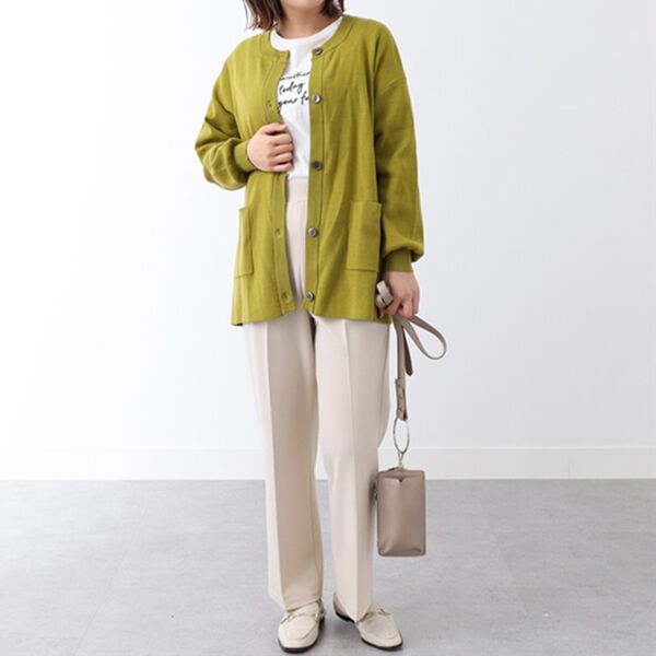 BELLUNA（ベルーナ）の「もっちり素材ノーカラーカーディガン（ニットカーディガン）」｜詳細画像