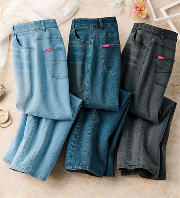 ルフラン（ルフラン）の「旬顔で楽ちん。カーブデニムパンツ（フルレングスパンツ）」｜詳細画像