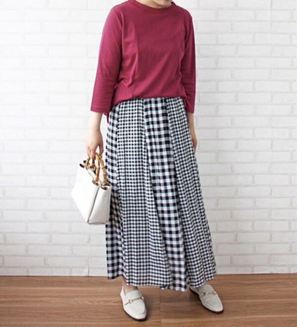 BELLUNA（ベルーナ）の「綿１００％切替デザイン大人顔プルオーバー（チュニック）」｜詳細画像