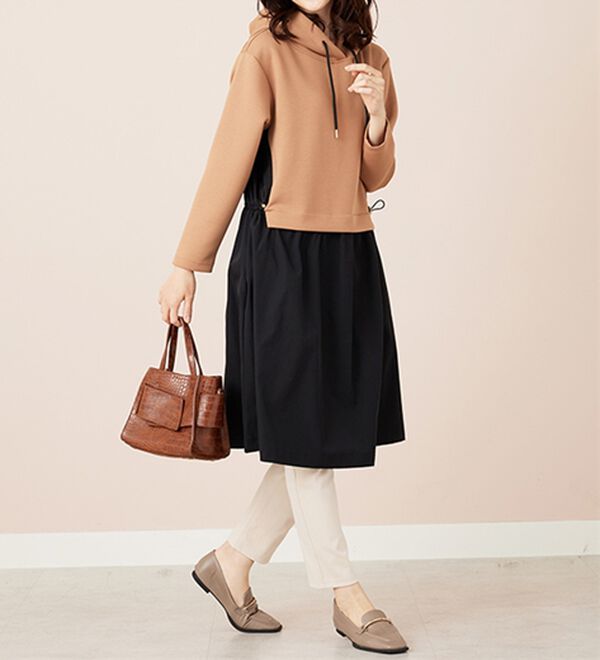 BELLUNA（ベルーナ）の「異素材切替ドロスト使いワンピース（その他ワンピース）」｜詳細画像