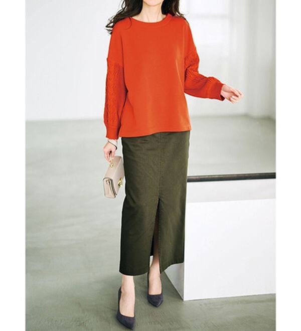 RANAN（ラナン）の「【毛玉になりにくい】裏起毛袖ニットプルオーバー（カットソー）」｜詳細画像