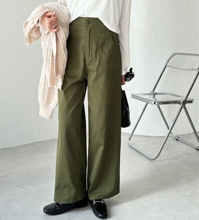 GeeRA（ジーラ）の「コットンワイドベイカーパンツ（フルレングスパンツ）」