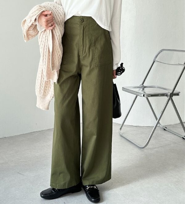 GeeRA（ジーラ）の「コットンワイドベイカーパンツ（フルレングスパンツ）」｜詳細画像