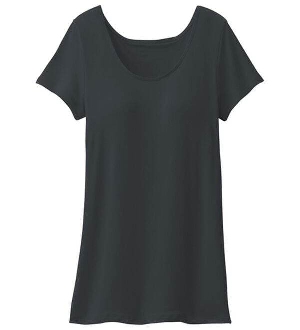 LAVIENNE（ラヴィエンヌ）の「＜さらりラボ＞カップ付半袖インナー（ブラトップ・カップ付きインナー）」｜ブラック