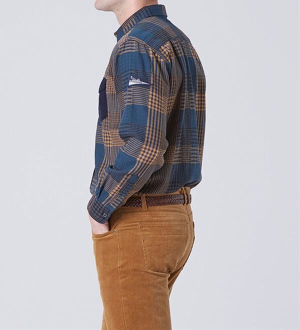 「＜ハッシュパピー＞コットン１００％パッチワーク風シャツ（メンズシャツ）」｜詳細画像