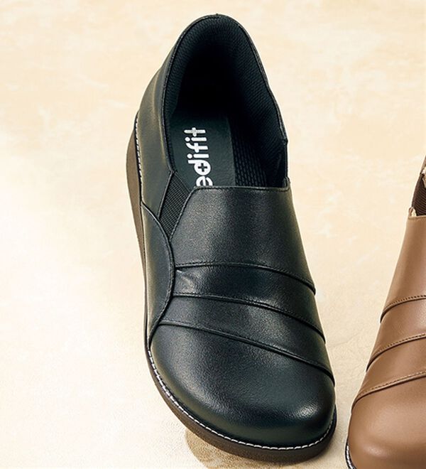 ルフラン（ルフラン）の「＜メディフィット＞５Ｅ切替デザインスリッポン（スリッポン）」｜ブラック