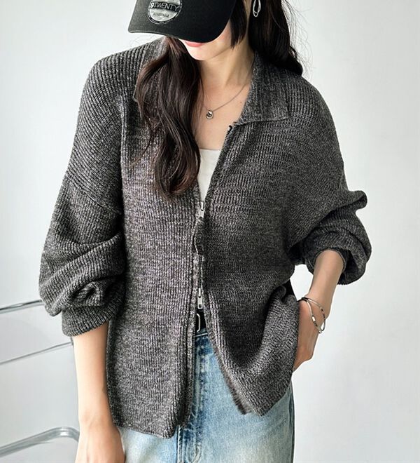 GeeRA（ジーラ）の「ダブルジップニットカーデ（ニットカーディガン）」｜詳細画像