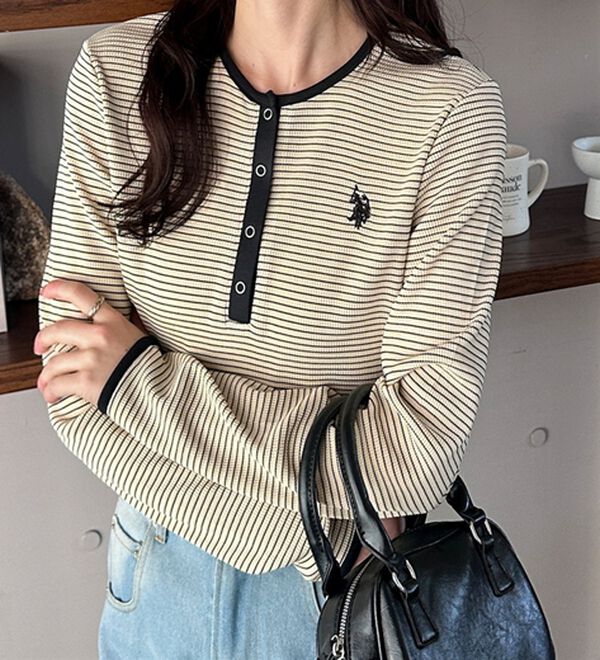 GeeRA（ジーラ）の「【U.S.POLOASSN】ワッフルヘンリーネックカットソー（カットソー）」｜詳細画像