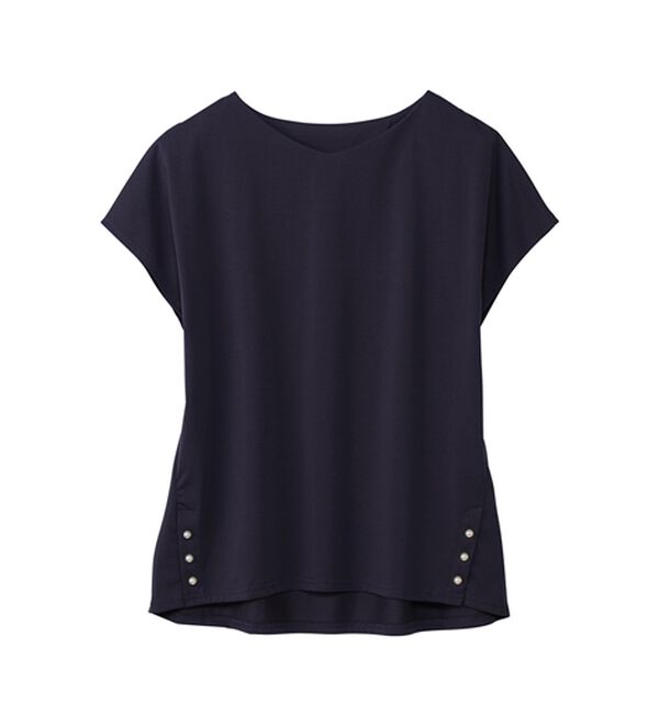 alotta（アロッタ）の「ひんやり裾パールデザインＴシャツ（カットソー）」｜詳細画像