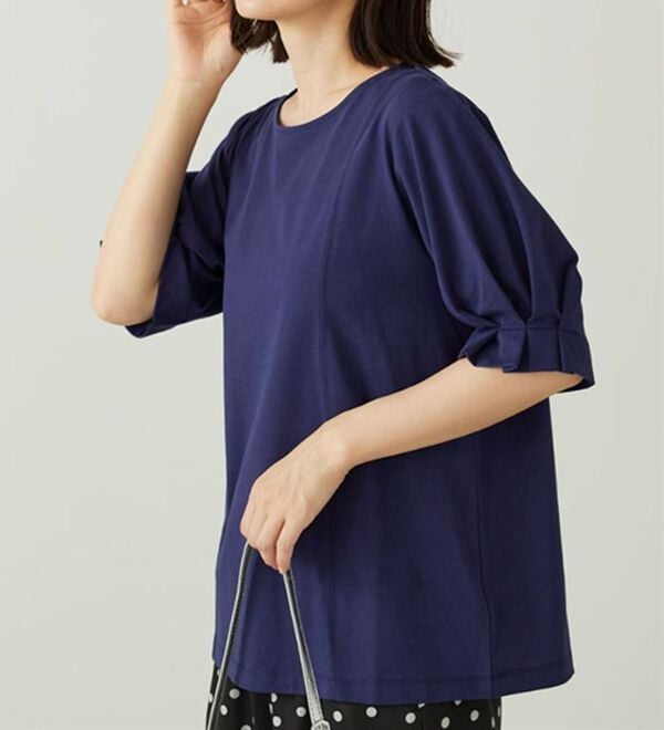 BELLUNA（ベルーナ）の「ヒンヤリ！袖タックデザインプルオーバー（カットソー）」｜詳細画像