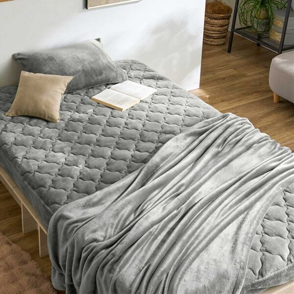 iellio（イエリオ）の「ふわふわフランネル素材の敷きパッド一体型ボックスシーツ＜あったか＞（ボックスシーツ・ベッドシーツ）」｜チャコールグレー