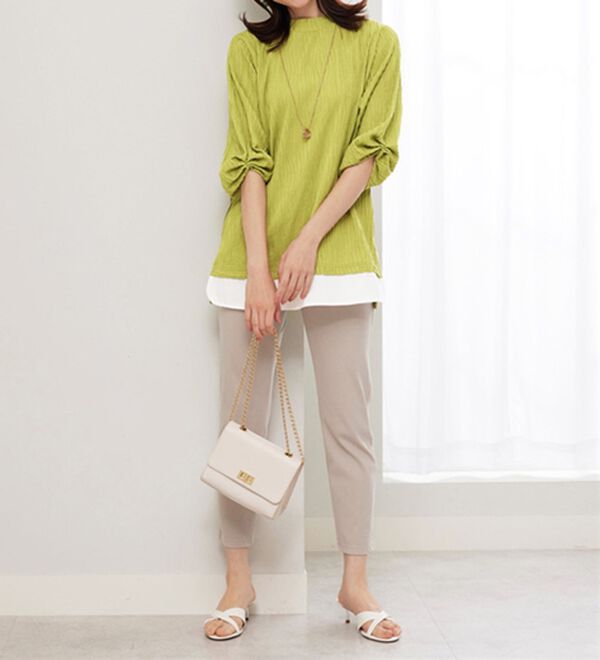 BELLUNA（ベルーナ）の「裾切替波柄ジャカード素材プルオーバー（カットソー）」｜詳細画像