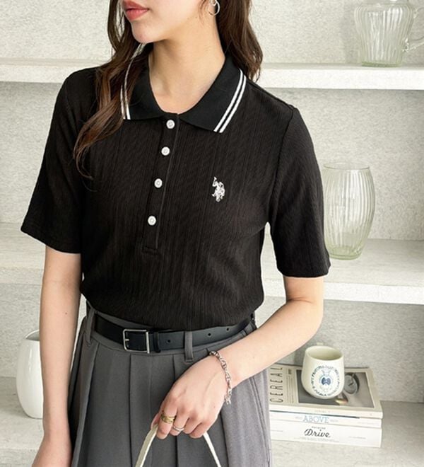 GeeRA（ジーラ）の「【ＵＳ．ＰＯＬＯ．ＡＳＳＮ】ランダムリブポロシャツ（カットソー）」｜詳細画像