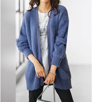 BELLUNA（ベルーナ）の「シャギー素材ジッパー使いカーディガン（ニットカーディガン）」｜ライラック