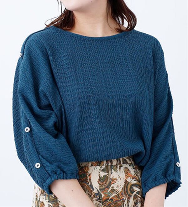 BELLUNA（ベルーナ）の「楊柳素材肩ボタンプルオーバー（カットソー）」｜グリーン