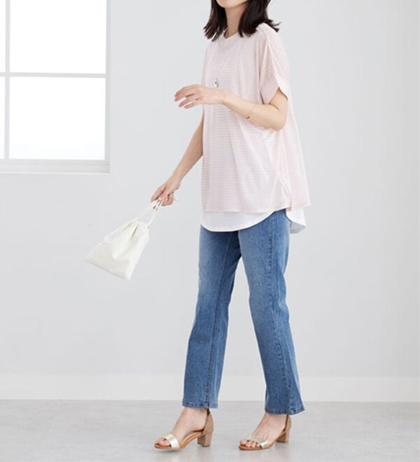 BELLUNA（ベルーナ）の「【２点セット】シアーボーダープルオーバーアンサンブル（アンサンブル）」｜詳細画像