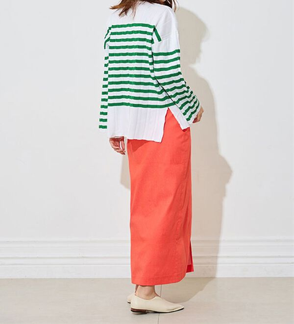 RANAN（ラナン）の「プリーツ風ボーダーニット（ニット・セーター）」｜詳細画像