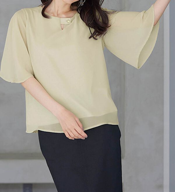 RANAN（ラナン）の「ひんやり！フレアー袖シフォンブラウス（ブラウス）」｜詳細画像