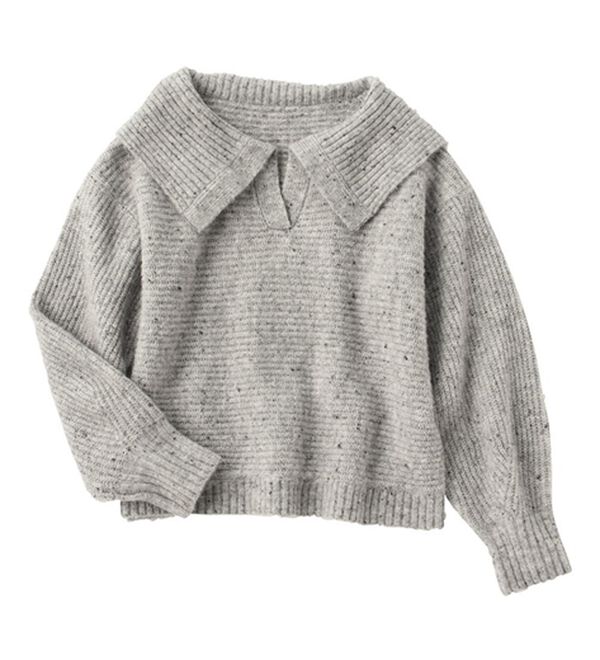 Viola e Viola（ヴィオラ エ ヴィオラ）の「もっちりネップ柄ニットの衿付きトップス（ニット・セーター）」｜詳細画像