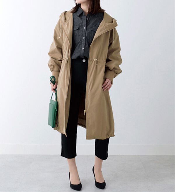 BELLUNA（ベルーナ）の「袖リブ使いロング丈パーカー（ロングコート）」｜詳細画像