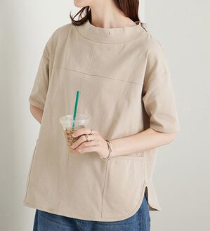 BELLUNA（ベルーナ）の「抗菌防臭綿１００％切替デザインプルオーバー（カットソー）」｜詳細画像