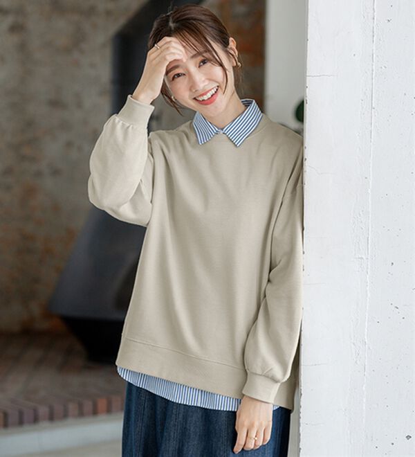 BELLUNA（ベルーナ）の「軽やか綿混！大人サマ見えスウェット（カットソー）」｜詳細画像